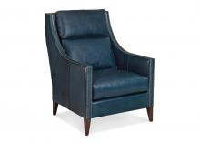 Maitland-Smith RA1082-SAV-IND - Pryor Wing Chair, Saville Indigo Blue Leather, 43"H RA1082-SAV-IND