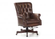 Maitland-Smith RA111ST-BRI-OAK - Merchant Office Chair, Briston Oak Leather, Wood, 41"H RA111ST-BRI-OAK