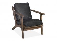 Maitland-Smith RA1087-GAG-CHA - Ezra Club Chair, Gage Charcoal Leather, Wood, 31.5"H RA1087-GAG-CHA