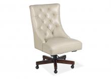 Maitland-Smith RA1845ST-ARI-IVO - Craven Office Chair, Ivory Leather, Wood Swivel Base, 42"H RA1845ST-ARI-IVO