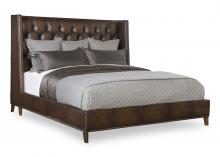 Maitland-Smith RAB1500-K-LIN-MOL - Stella Upholstered Bed, King, Linus Molasses Brown Leather, 83"W RAB1500-K-LIN-MOL