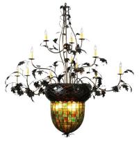 Meyda Black 100697 - 63"W Greenbriar Oak 12 Arm Chandelier