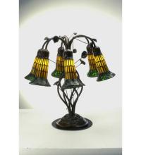 Meyda Black 102415 - 19" High Stained Glass Pond Lily 6 Light Table Lamp