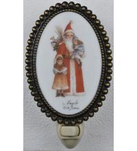 Meyda Black 107256 - 3.5"W Christmas Father Christmas & Friends Fused Oval Night Light