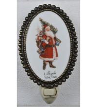 Meyda Black 107257 - 3.5"W Christmas Comin to Town Fused Oval Night Light