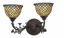 Meyda Black 109508 - 21"W Tiffany Fishscale 2 LT Wall Sconce