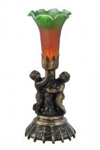 Meyda Black 11009 - 13" High Amber/Green Tiffany Pond Lily Twin Cherub Accent Lamp