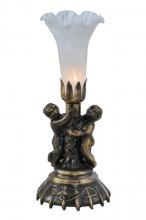 Meyda Black 11031 - 13" High White Tiffany Pond Lily Twin Cherub Accent Lamp