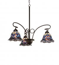 Meyda Black 110685 - 32" Wide Tiffany Peacock Feather 3 Light Chandelier