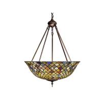 Meyda Black 111082 - 24"W Tiffany Fishscale Inverted Pendant