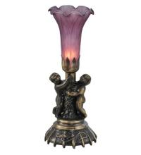 Meyda Black 11129 - 13" High Lavender Pond Lily Twin Cherub Mini Lamp