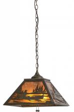 Meyda Black 116147 - 16" Square Canoe At Lake Pendant