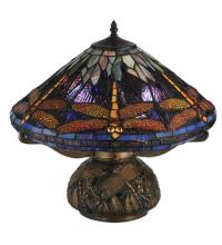 Meyda Black 118749 - 16" High Tiffany Hanginghead Dragonfly Cone Table Lamp