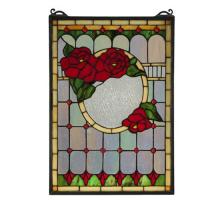 Meyda Black 119443 - 14"W X 20"H Morgan Rose Stained Glass Window