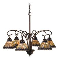 Meyda Black 12271 - 31"W Tiffany Jeweled Peacock 6 LT Chandelier