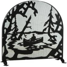 Meyda Black 124963 - 35" Wide X 34.5" High Canoe At Lake Arched Fireplace Screen