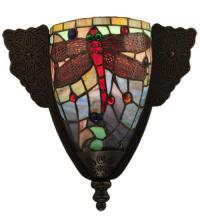 Meyda Black 128165 - 14.5"W Tiffany Hanginghead Dragonfly Wall Sconce