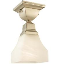 Meyda Black 129075 - 5" Square Bungalow White Alabaster Swirl Flushmount