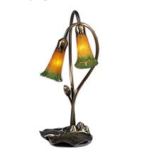 Meyda Black 12939 - 16" High Amber/Green Pond Lily 2 LT Accent Lamp