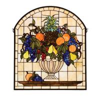 Meyda Black 13297 - 25"W X 29"H Fruitbowl Stained Glass Window