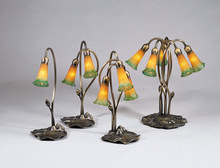 Meyda Black 13595 - 16" High Amber/Green Pond Lily 3 LT Accent Lamp