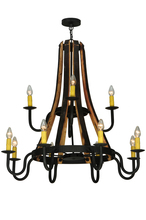 Meyda Black 136568 - 44"W Barrel Stave Madera 12 LT Two Tier Chandelier