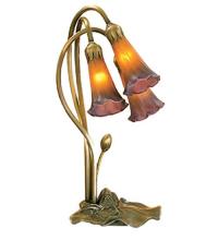 Meyda Black 13674 - 16" High Amber/Purple Pond Lily 3 LT Table Base