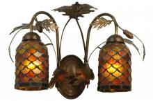 Meyda Black 141336 - 17.5"W Greenbriar Oak Scallop 2 LT Wall Sconce