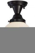 Meyda Black 143582 - 8"W Revival Schoolhouse White Globe Semi-Flushmount