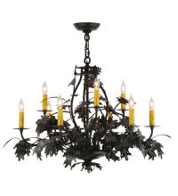 Meyda Black 144383 - 32" Wide Oak Leaf & Acorn 9 Light Chandelier