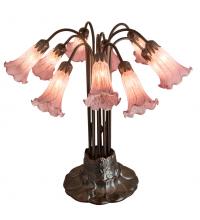 Meyda Black 14479 - 22" High Lavender Tiffany Pond Lily 10 Light Table Lamp