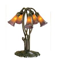 Meyda Black 14962 - 17" High Amber/Purple Pond Lily 5 LT Table Lamp