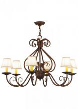 Meyda Black 149663 - 36"W Jenna 6 LT W/Fabric Shades Chandelier