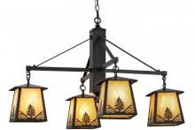 Meyda Black 150783 - 38"W Mountain Pine 4 LT Chandelier