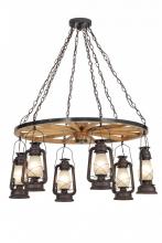 Meyda Black 151906 - 40"W Miners Lantern 6 LT Wagon Wheel Chandelier