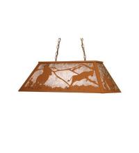 Meyda Black 15504 - 33"L Cowboy & Steer Oblong Pendant