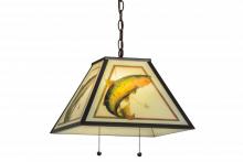 Meyda Black 155274 - 16" Square Reverse Painted Trout Pendant