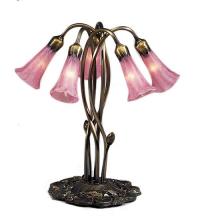 Meyda Black 15925 - 17" High Pink Pond Lily 5 Light Table Lamp