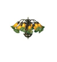 Meyda Black 15997 - 20" Wide Amber/Green Pond Lily 12 LT Chandelier