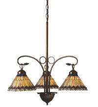 Meyda Black 16094 - 24"W Tiffany Jeweled Peacock 3 LT Chandelier