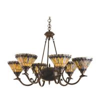 Meyda Black 16099 - 33"W Tiffany Jeweled Peacock 6 LT Chandelier