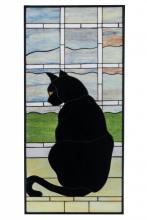 Meyda Black 164772 - 20"W X 42"H Cat in Window Stained Glass Window