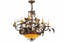 Meyda Black 165485 - 34" Wide Greenbriar Oak 9 Light Chandelier