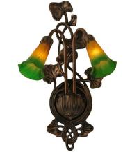 Meyda Black 16573 - 11"W Amber/Green Pond Lily 2 LT Wall Sconce