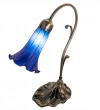 Meyda Black 17056 - 15" High Blue Tiffany Pond Lily Accent Lamp