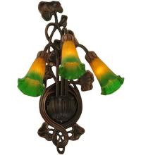 Meyda Black 17158 - 10.5"W Amber/Green Pond Lily 3 LT Wall Sconce