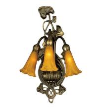 Meyda Black 17191 - 10.5"W Amber Pond Lily 3 LT Wall Sconce