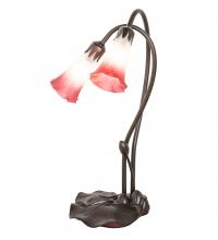 Meyda Black 173759 - 16" High Pink/White Pond Lily 2 Light Accent Lamp