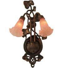 Meyda Black 17552 - 11"W Pink Pond Lily 2 LT Wall Sconce