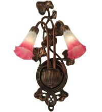 Meyda Black 17616 - 11"W Pink/White Pond Lily 2 LT Wall Sconce